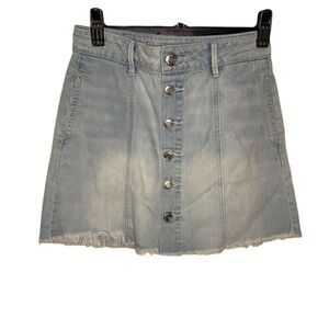 American Eagle Women's Size 00 Blue Denim High-Rise Button Mini Skirt
